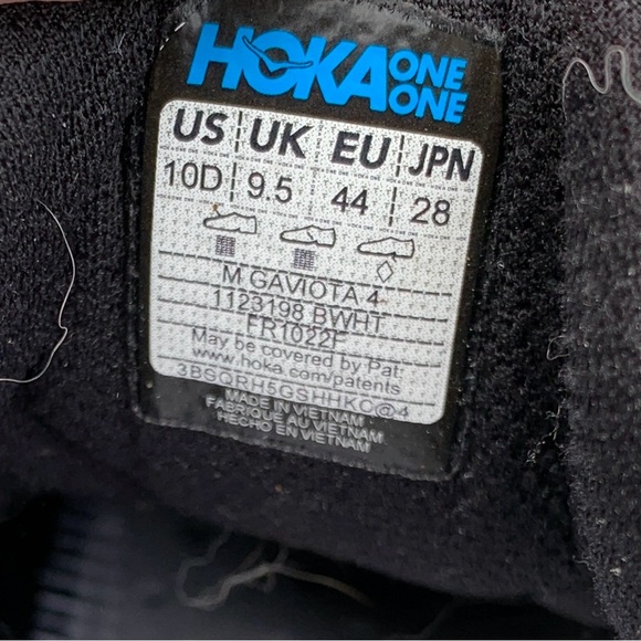 Hoka Gaviota 4 Mens 10 Shoes Road Race Distance Trainer Responsive Black White - Picture 10 of 11